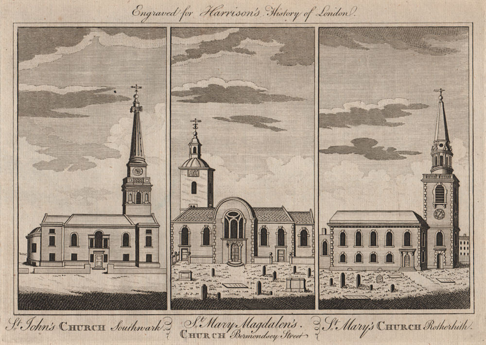 SOUTHWARK CHURCHES St John Horsleydown.Mary Magdalen Bermondsey.Rotherhithe 1775